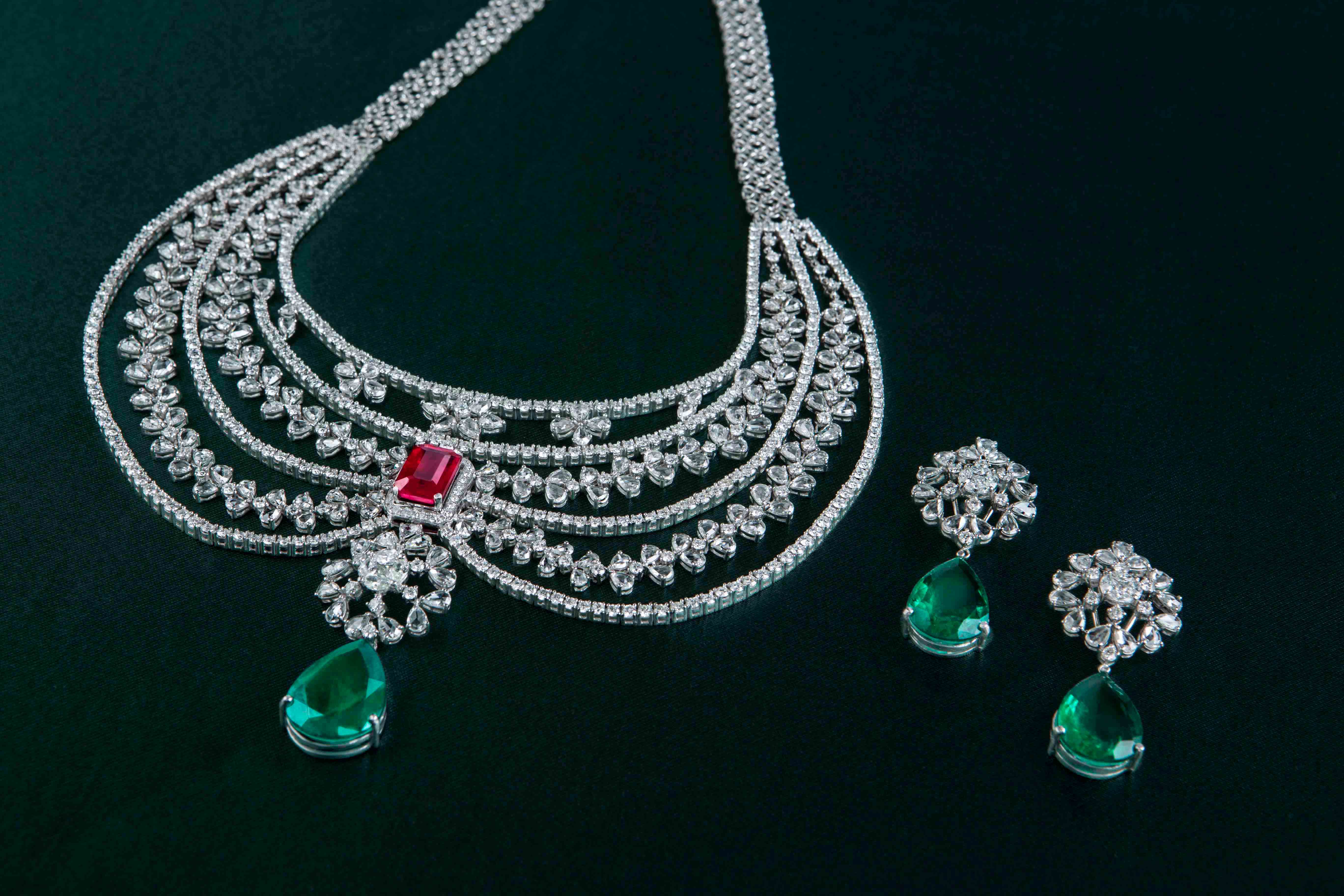 bridal diamond necklace set - Ghanasingh Fine Jewels
